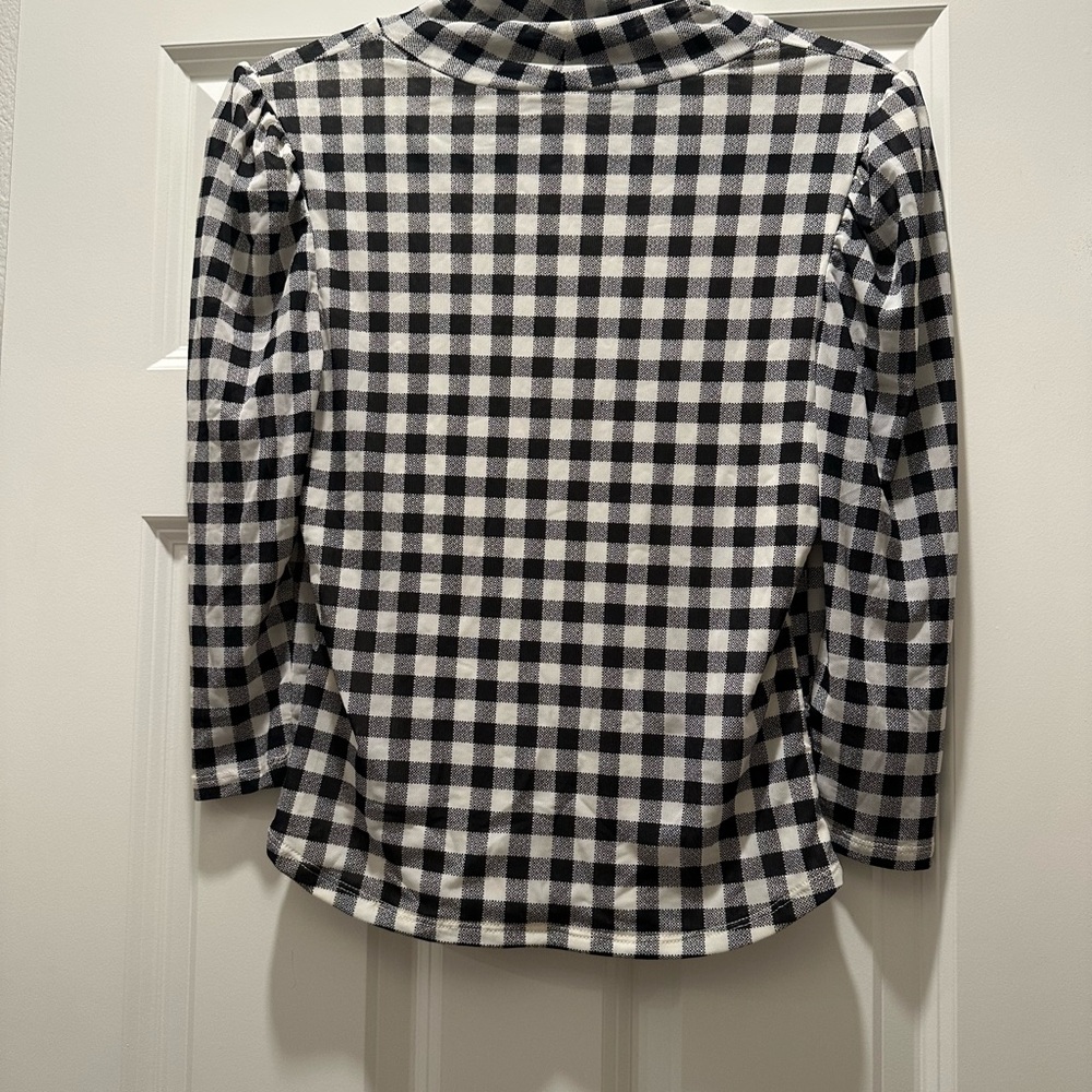 Free People Black and White Checkered Blouse